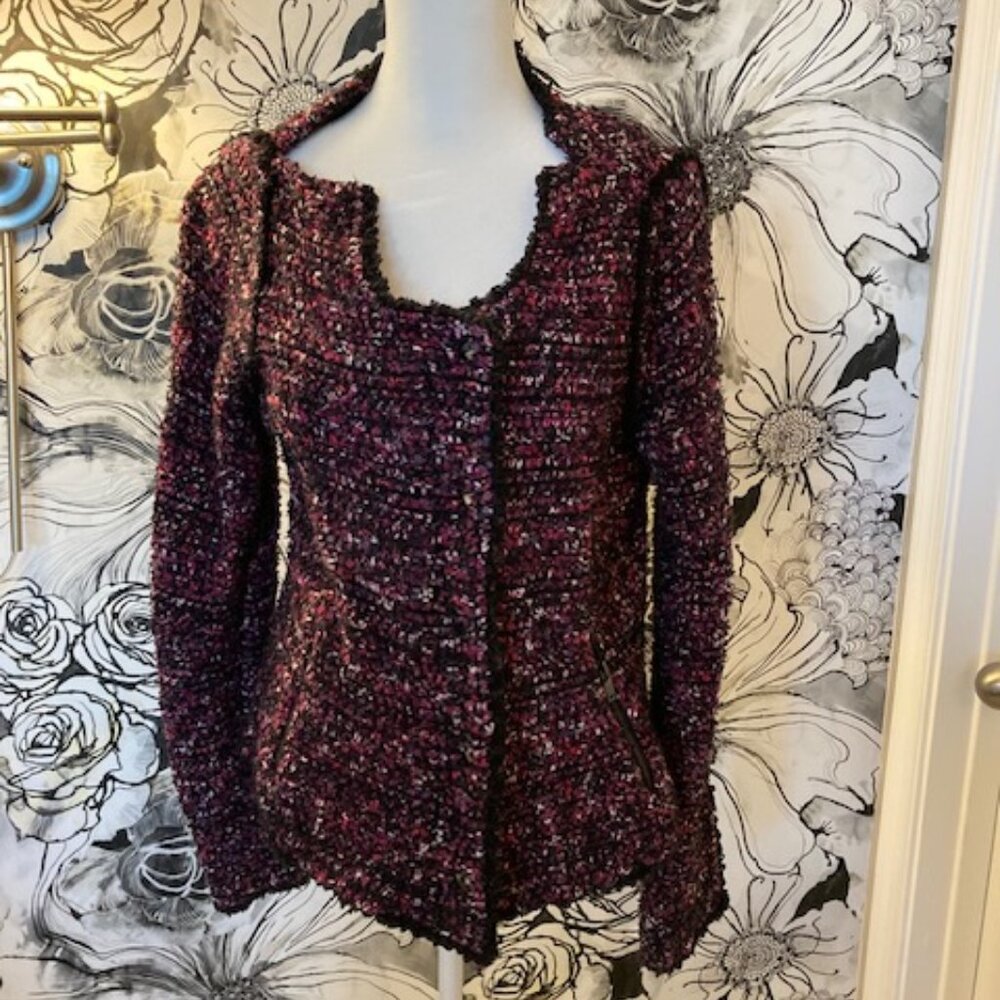 WHITE HOUSE BLACK MARKET Women's Pink Black White Blazer Jacket SIZE MEDIUM